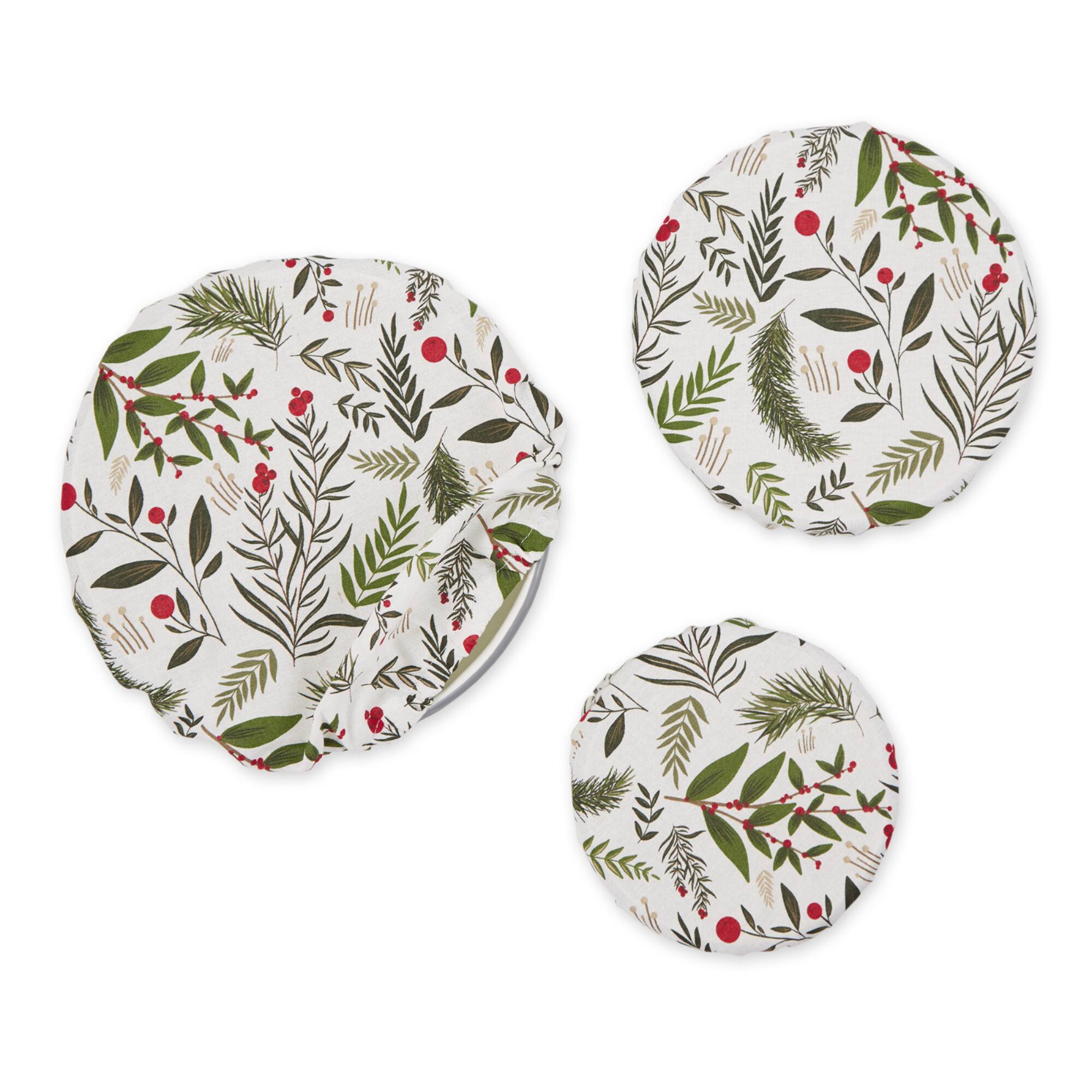 DII® Holiday Sprigs Print Dish Cover Set, 3ct.